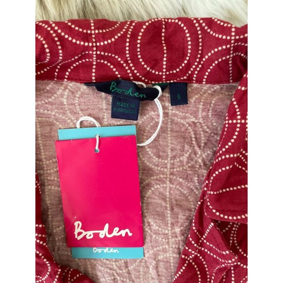 Boden Women's Red Circle Pattern Button Shirt Small Cottagecore Classiccore NWT - Picture 4 of 6